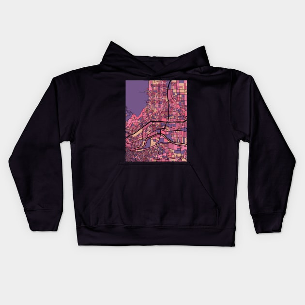 El Paso Map Pattern in Purple & Pink Kids Hoodie by PatternMaps